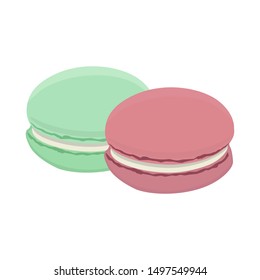 Macaroon cookie in different colors, isolated vector design.