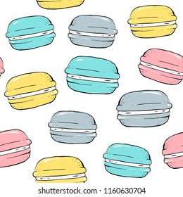 Macaroon cookies. Vector seamless pattern. The cartoon style