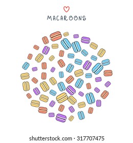 macaroon for design background of scattered colored doodle 