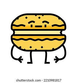 macaroon dessert character color icon vector. macaroon dessert character sign. isolated symbol illustration