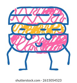macaroon dessert character doodle icon sketch vector. macaroon dessert character sign. isolated symbol illustration