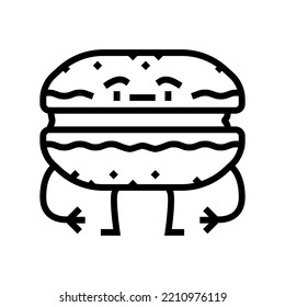 vector de la línea de caracteres del postre macaroon signo del carácter del postre macaroon. símbolo de contorno aislado ilustración negra