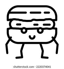 vector de la línea de caracteres del postre macaroon signo del carácter del postre macaroon. símbolo de contorno aislado ilustración negra