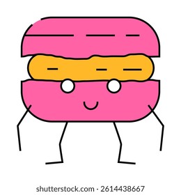 macaroon dessert character line icon vector. macaroon dessert character sign. isolated symbol illustration