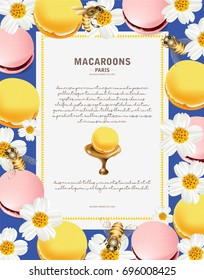 Macaroon Elements with beauty Flower Vector background.