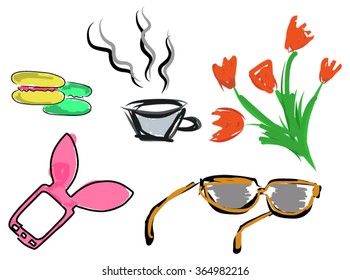 Macaroon, flowers, glasses, cup and phone Case