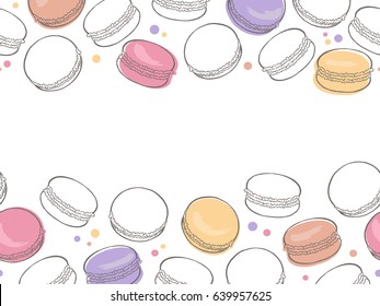 Macaroon Graphic Color Seamless Background Sketch Illustration Vector