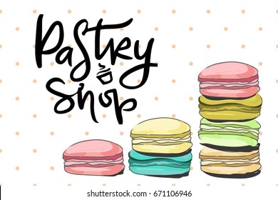 Macaroon, illustration. pastry shop