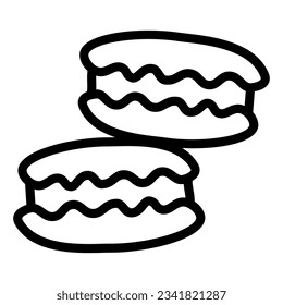 Macaroon line icon, confectionary concept, macaroon sweet dessert sign on white background, macarons icon in outline style mobile concept web design. Vector graphics.