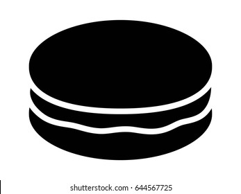 Macaroon or macaron sweet meringue confection flat vector icon for food apps and websites
