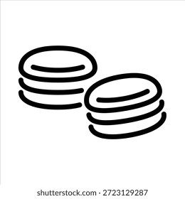 Icono de contorno de macarrón. Ilustración de línea negra de macarrón.