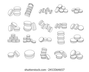 Ilustración de conjunto de vectores de esquema de Macaroon