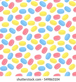 Macaroon pattern. Color cookie background. 