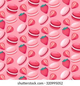 Macaroon Patterns : Strawberry Flavor : Vector Illustration