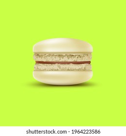 Macaroon, realistic Vector. dessert menu or product placement label