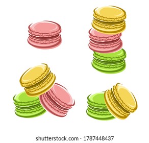 Macaroon set. Collection icon macaroon. Vector