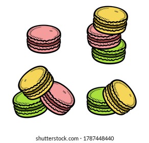Macaroon set. Collection icon macaroon. Vector