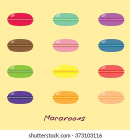 Macaroon. Set of multicolored cookies.