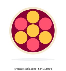 Macaroon top view vector flat material design object. Isolated illustration on white background.