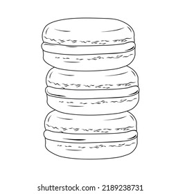 macaroon vector stock illustration. Cute cookies with cream. Confectionery made of almond dough. Isolated on a white background.