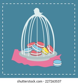 Macaroons in birdcage