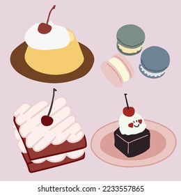 Macaroons and Cakes Vector Illustration