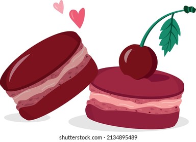 Macaroons with cherry. Sweets love 