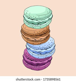 Macaroons. Colorful sweet cakes in vector. For your design.