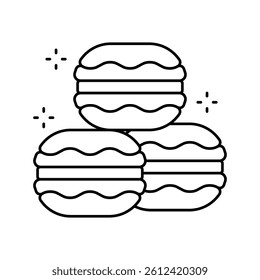 macaroons cookies line icon vector. macaroons cookies sign. isolated contour symbol black illustration