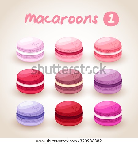 Macaroons with different flavors : Vector Illustration