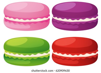 Macaroons in four flavors illustration