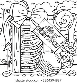 Macaroons with Greeting Card Coloring Page 