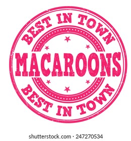 Macaroons grunge rubber stamp on white background, vector illustration