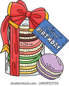 Macaroons with a Happy Birthday Cartoon Clipart 