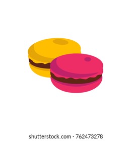 Macaroons icon flat . Isolated symbol on gift-shop topic with macaroons icon and also french cookie and confetti meaning vector illustration.