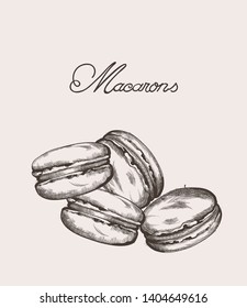 Macaroons line art Vector. Delicious sweets illustration