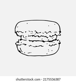 Macaroons logo. macaroon in hand drawn doodle style. Vector illustration