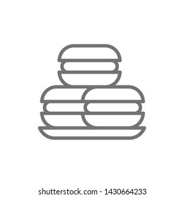 Macaroons, macarons, cakes, sweet bakery line icon.