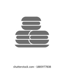 Macarons, macarons, pasteles, dulce panadería, icono gris.