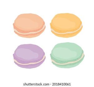 Macaroons made from almond flour. Vector logo illustration on a white background. 