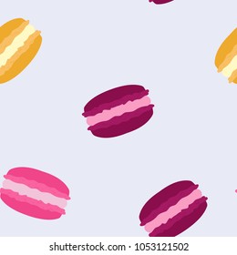Macaroons multicolored pattern for fabric, wallpaper, desktop. Eating, dessert.