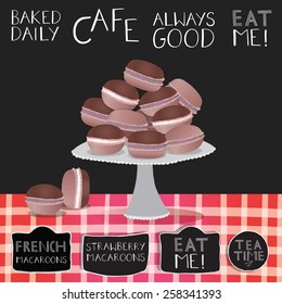 Macaroons on cake stand.