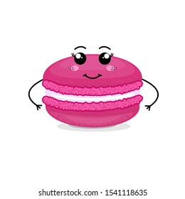 macaroons on white background with groups of two almond cakes. vector illustration