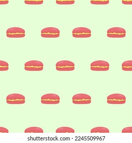 Macaroons pattern. pink french macaroon dessert with yellow cream on a pattern for textiles, wallpapers, backgrounds, packaging

