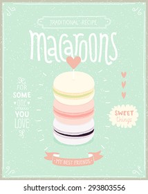 Macaroons Poster - template for your design. Vector illustration.