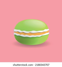 Macaroons. Round cookies.Dessert.Vector illustration of macarons on a pink background.
