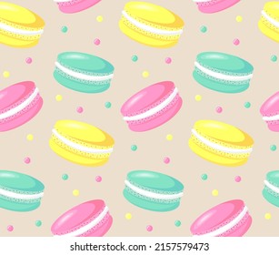 Macaroons seamless pattern. Print design for decor, textile, packaging, wrapping paper etc.