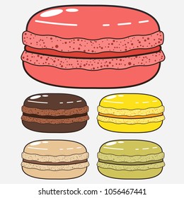Macaroons set icons, vector delicious cookies isolated on a white background.