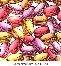 Macaroons Sketch Colorful Seamless Pattern