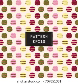 Macaroons sweet. Seamless pattern background. Vector creative.
